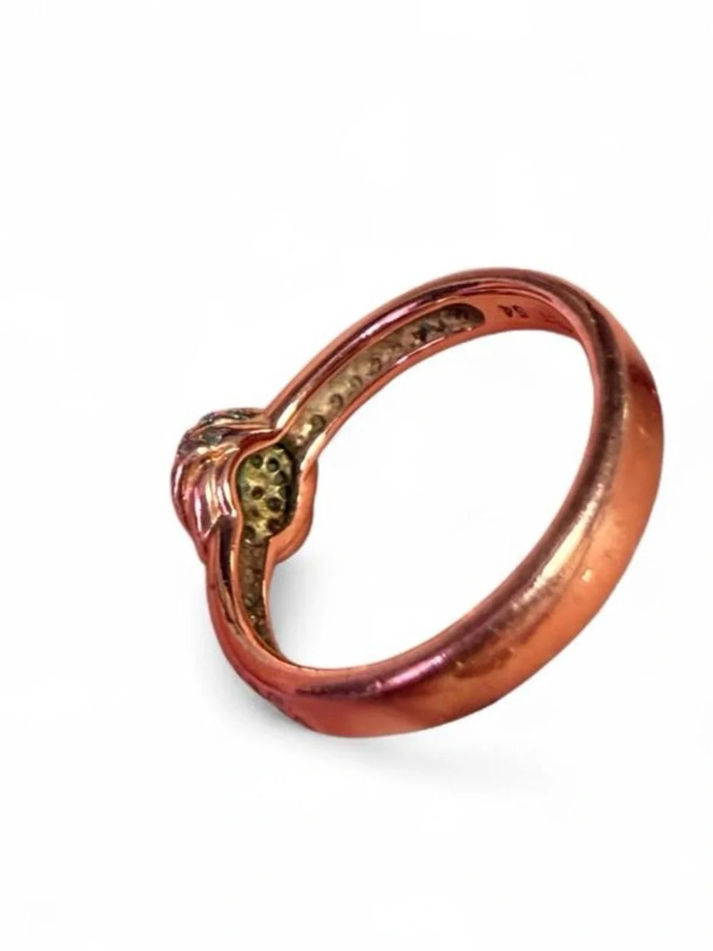 Pandora gold tone CZ Swirl Ring love knot
